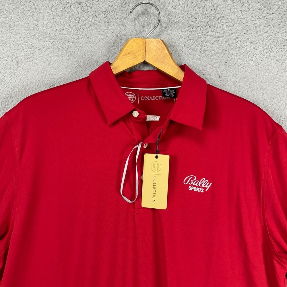 Swing Juice Mens Performance Polo Shirt Large Red Golf Rugby Short Sleeve NEW